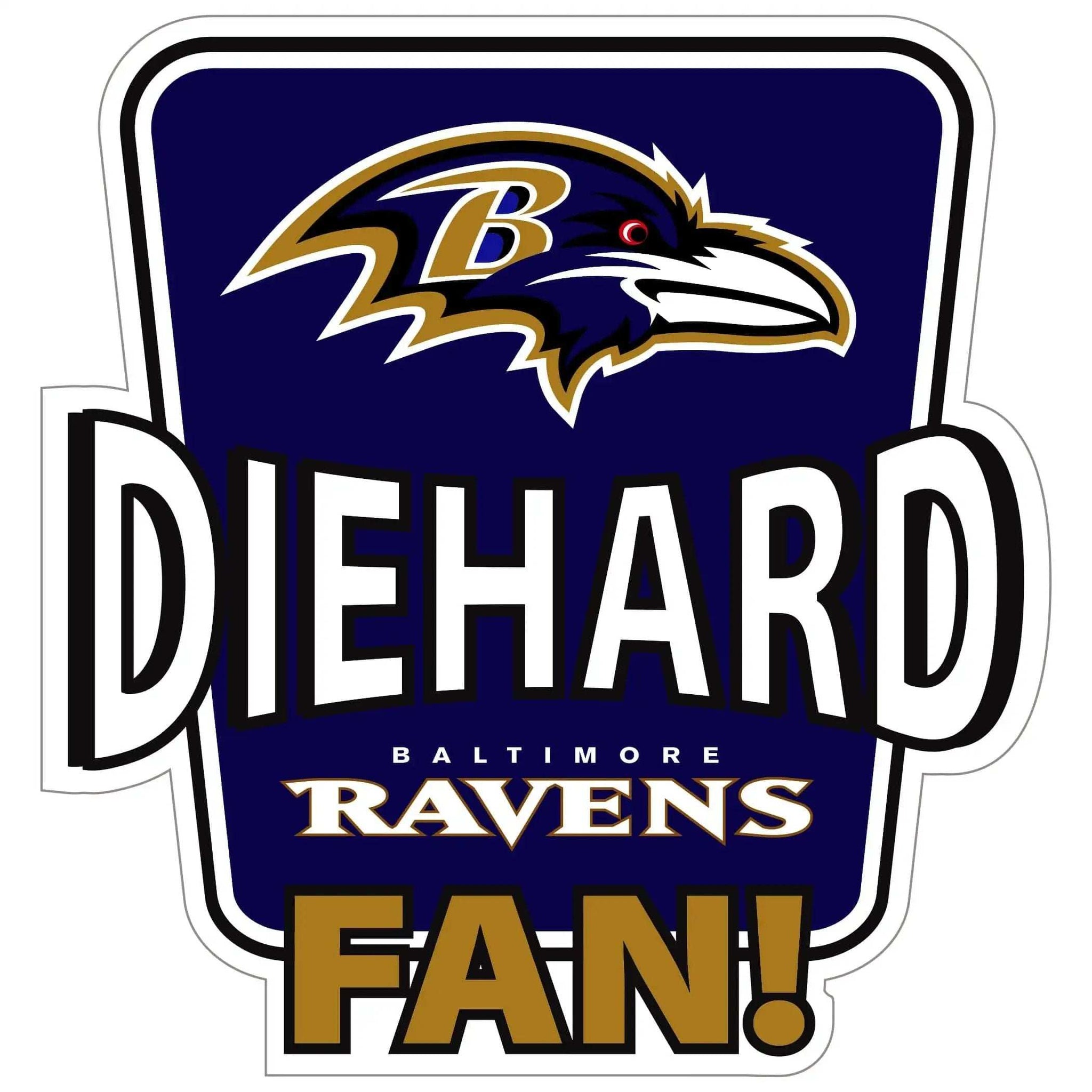 Baltimore Ravens Die-Hard Fan Auto Decal - Baltimore Ravens - Flyclothing LLC