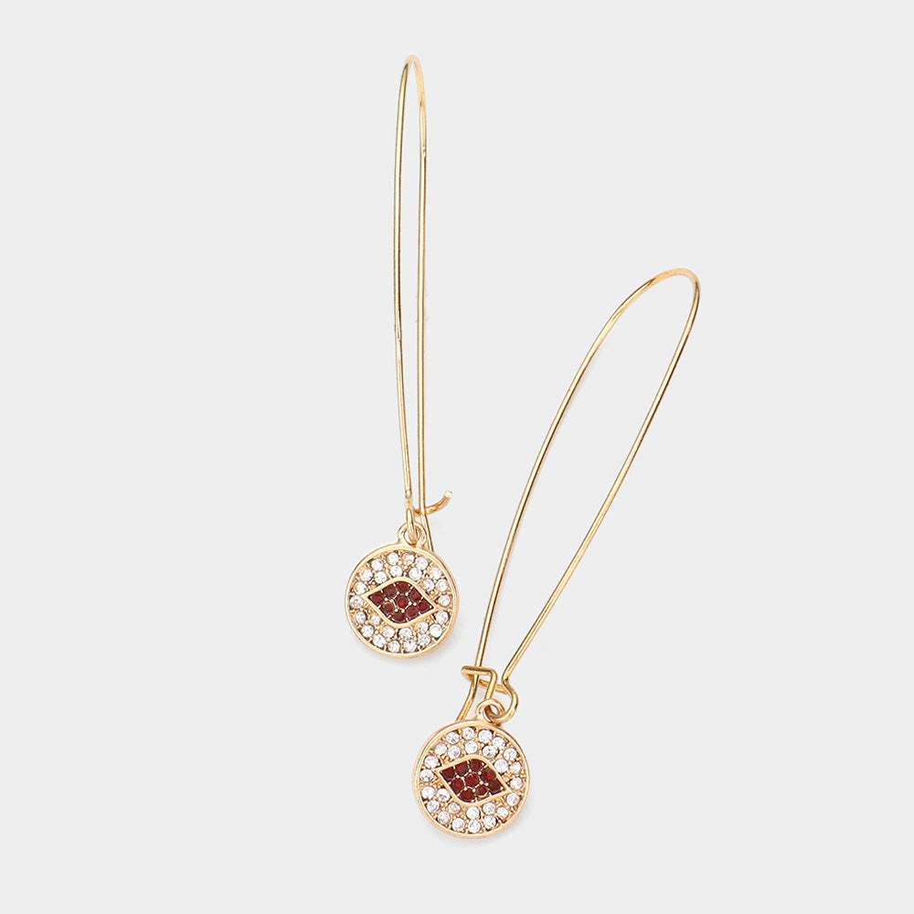 Crystal Pave Evil Eye Drop Earrings - Madeline Love - Flyclothing LLC