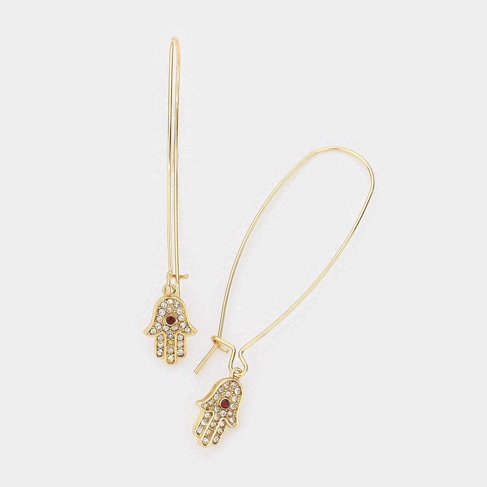 Hamsa Hand Drop Thread Earrings - Madeline Love - Flyclothing LLC