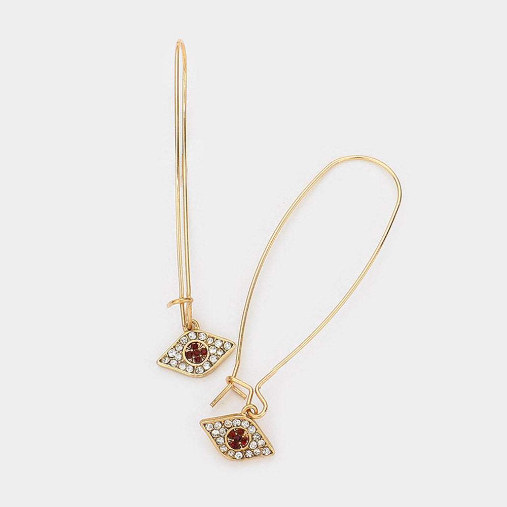 Crystal Pave Evil Eye Drop Earrings - Madeline Love - Flyclothing LLC