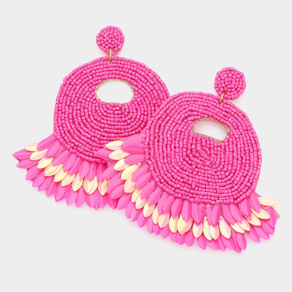 Felt Back Beaded Dangle Earrings - Madeline Love - Flyclothing LLC