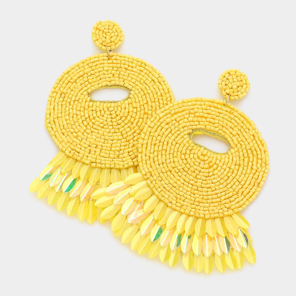 Felt Back Beaded Dangle Earrings - Madeline Love - Flyclothing LLC