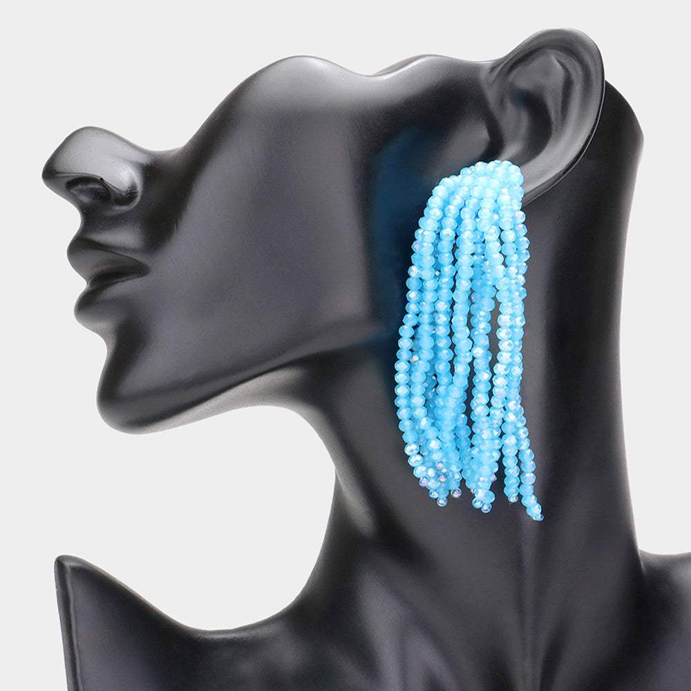 Faceted Beaded Tassel Dangle Earrings - Madeline Love - Flyclothing LLC