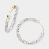 Rhinestone Pave Hoop Earrings - Madeline Love - Flyclothing LLC
