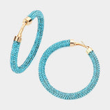 Rhinestone Pave Hoop Earrings - Madeline Love - Flyclothing LLC