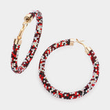 Rhinestone Pave Hoop Earrings - Madeline Love - Flyclothing LLC