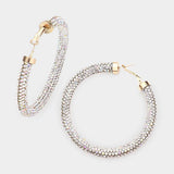Rhinestone Pave Hoop Earrings - Madeline Love - Flyclothing LLC