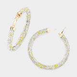 Rhinestone Pave Hoop Earrings - Madeline Love - Flyclothing LLC