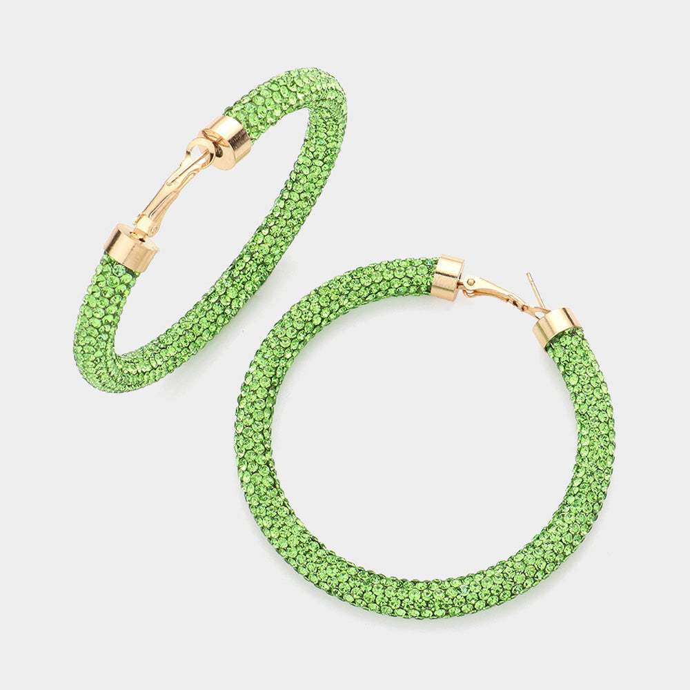 Rhinestone Pave Hoop Earrings - Madeline Love - Flyclothing LLC
