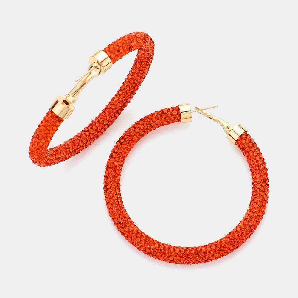 Rhinestone Pave Hoop Earrings - Madeline Love - Flyclothing LLC