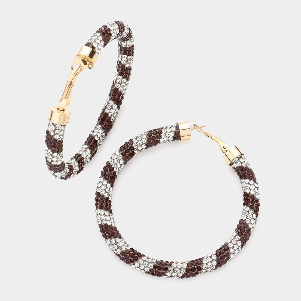 Rhinestone Pave Hoop Earrings - Madeline Love - Flyclothing LLC
