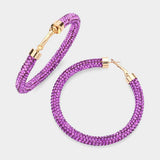 Rhinestone Pave Hoop Earrings - Madeline Love - Flyclothing LLC
