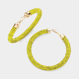 Rhinestone Pave Hoop Earrings - Madeline Love - Flyclothing LLC
