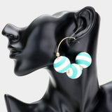 Two Tone Thread Wrapped Triple Ball Metal Half Hoop Earrings - Madeline Love - Flyclothing LLC