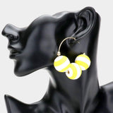 Two Tone Thread Wrapped Triple Ball Metal Half Hoop Earrings - Madeline Love - Flyclothing LLC