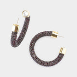 Clear Stone Detail Rhinestone Pave Half Hoop Earrings - Madeline Love - Flyclothing LLC