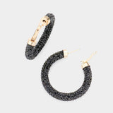 Rhinestone Pave Hoop Earrings - Madeline Love - Flyclothing LLC