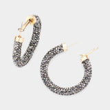 Rhinestone Pave Hoop Earrings - Madeline Love - Flyclothing LLC