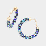 Clear Stone Detail Rhinestone Pave Half Hoop Earrings - Madeline Love - Flyclothing LLC