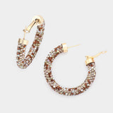 Rhinestone Pave Hoop Earrings - Madeline Love - Flyclothing LLC