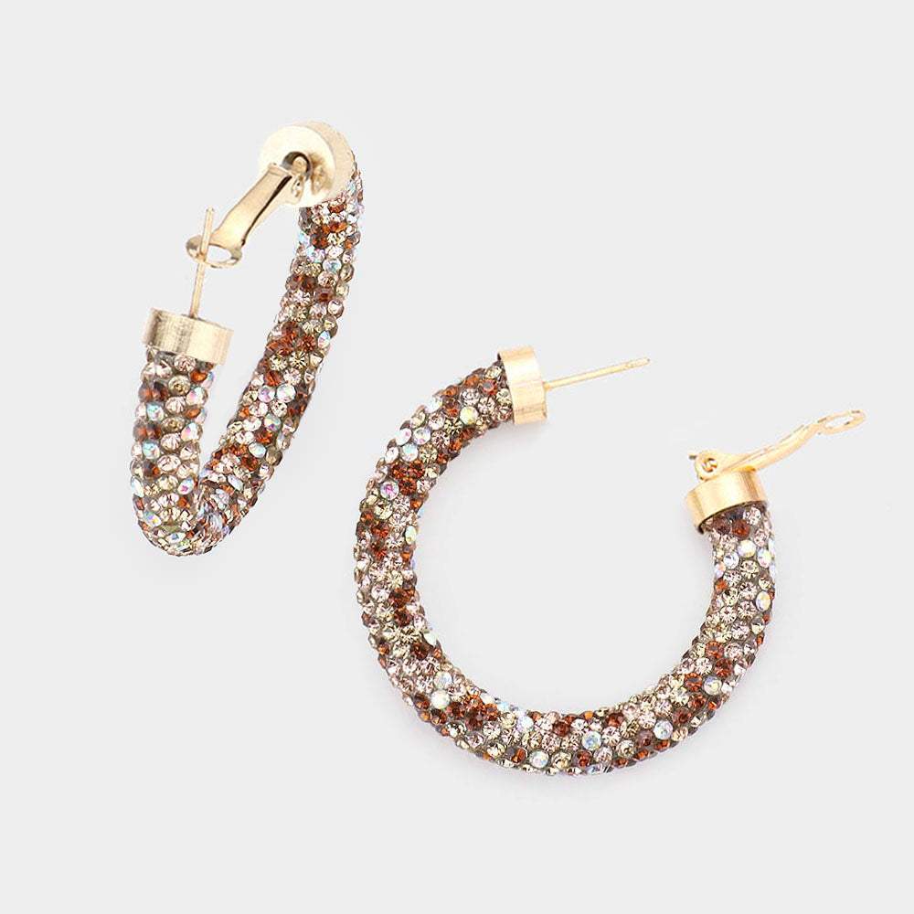 Rhinestone Pave Hoop Earrings - Madeline Love - Flyclothing LLC