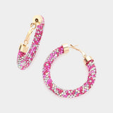 Rhinestone Pave Hoop Earrings - Madeline Love - Flyclothing LLC