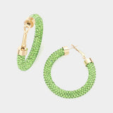Clear Stone Detail Rhinestone Pave Half Hoop Earrings - Madeline Love - Flyclothing LLC