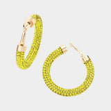 Clear Stone Detail Rhinestone Pave Half Hoop Earrings - Madeline Love - Flyclothing LLC