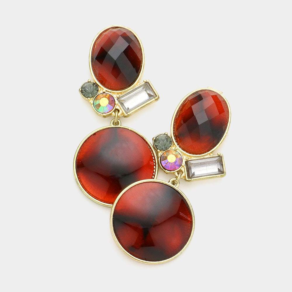 Stone Round Dangle Earrings - Madeline Love - Flyclothing LLC