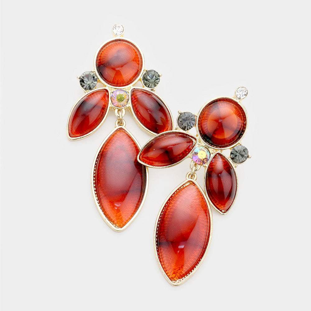 Oval Resin Rhinestone Dangle Earrings - Madeline Love - Flyclothing LLC
