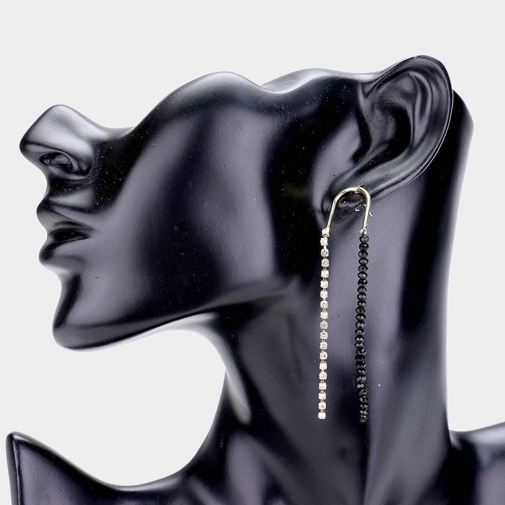 Rhinestone Bead long Drop Earrings - Madeline Love - Flyclothing LLC