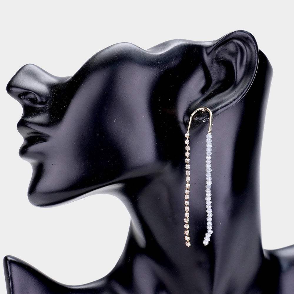 Rhinestone Bead long Drop Earrings - Madeline Love - Flyclothing LLC