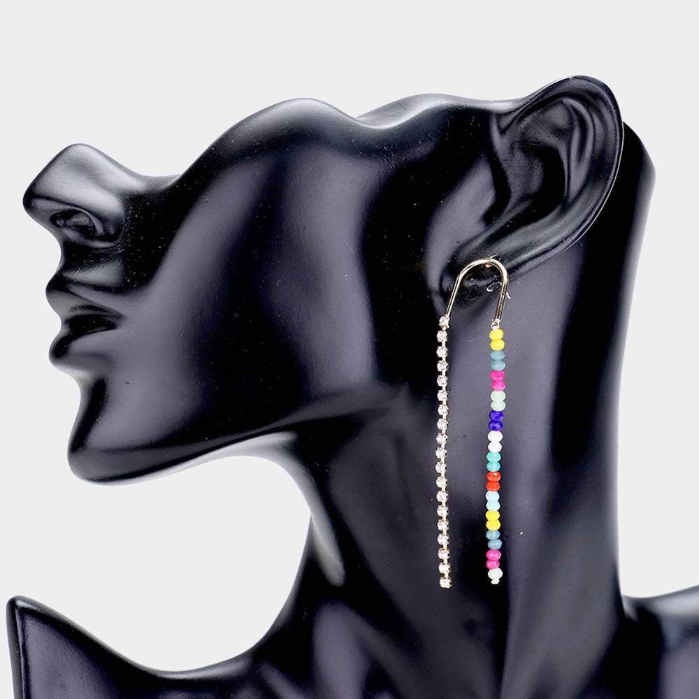 Rhinestone Bead long Drop Earrings - Madeline Love - Flyclothing LLC