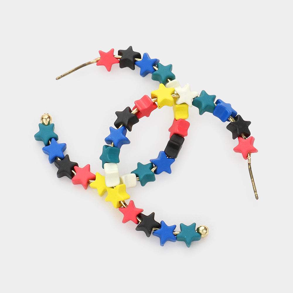 Colorful Star Hoop Earrings - Madeline Love - Flyclothing LLC