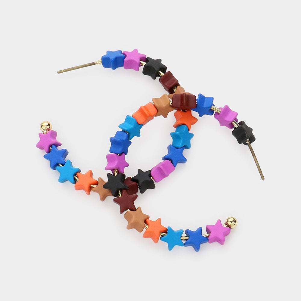 Colorful Star Hoop Earrings - Madeline Love - Flyclothing LLC
