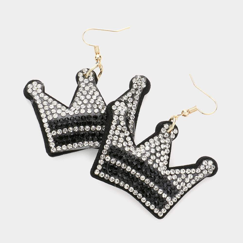 Felt Back Bling Crown Dangle Earrings - Madeline Love - Flyclothing LLC