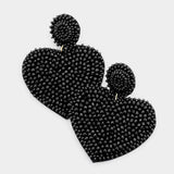 Felt Back Beaded Heart Dangle Earrings - Madeline Love - Flyclothing LLC