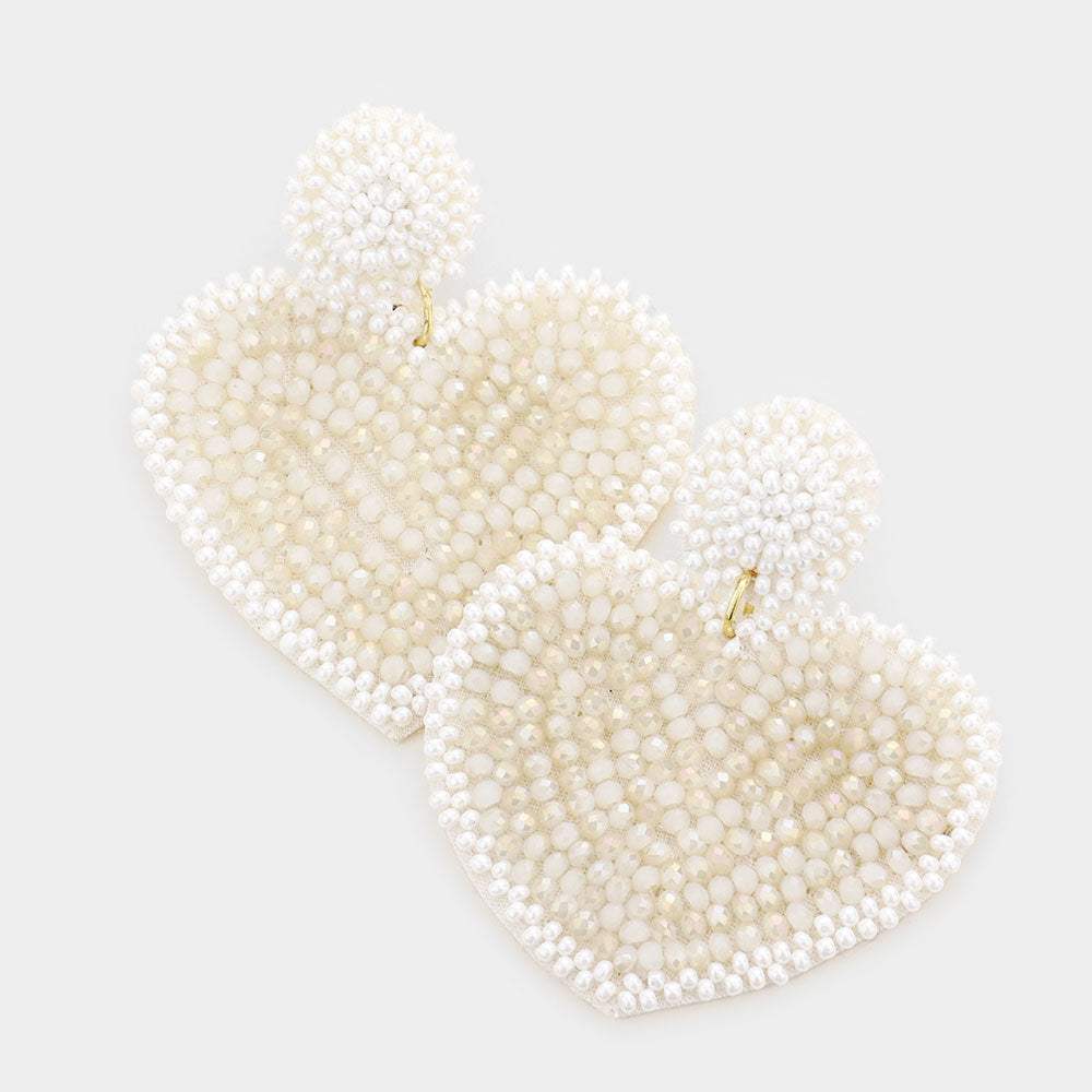 Felt Back Beaded Heart Dangle Earrings - Madeline Love - Flyclothing LLC