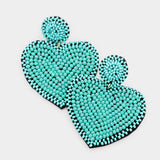 Felt Back Beaded Heart Dangle Earrings - Madeline Love - Flyclothing LLC