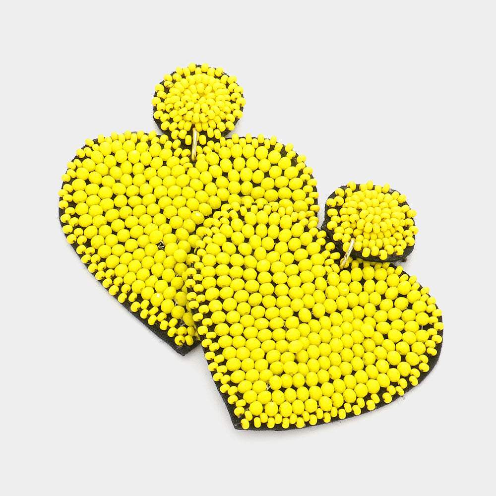 Felt Back Beaded Heart Dangle Earrings - Madeline Love - Flyclothing LLC