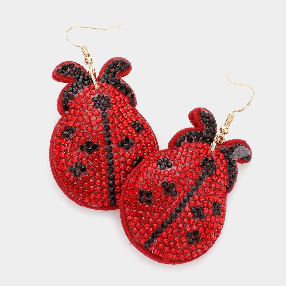 Felt Back Bling Ladybug Dangle Earrings - Madeline Love - Flyclothing LLC