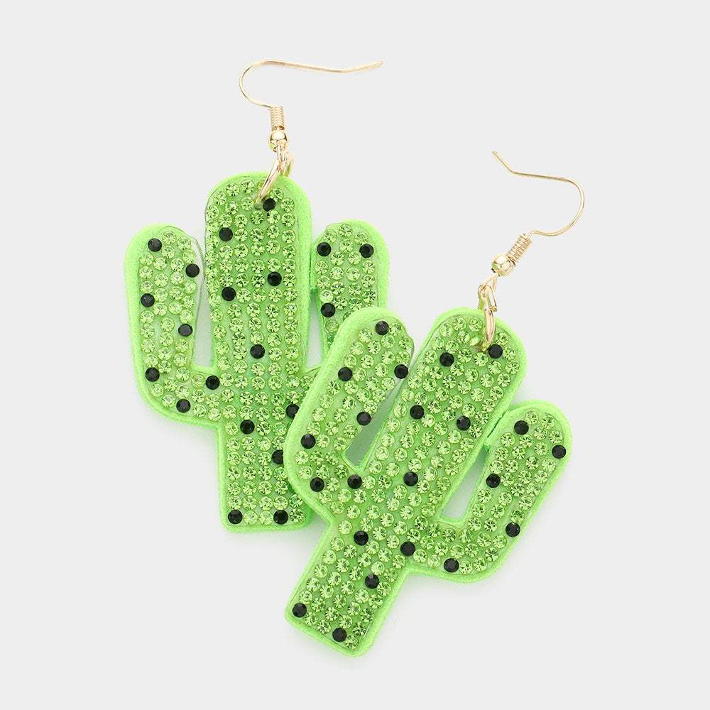 Felt Back Bling Cactus Dangle Earrings - Madeline Love - Flyclothing LLC