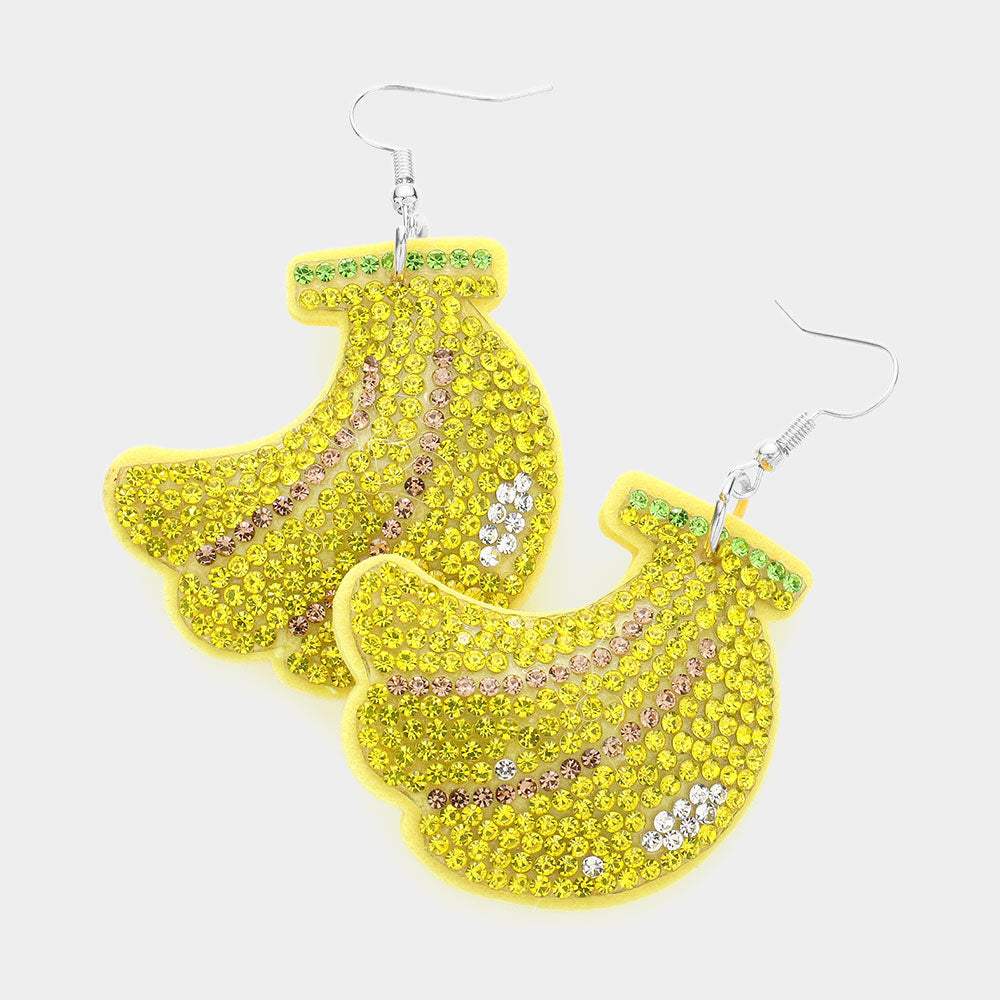Felt Back Bling Banana Dangle Earrings - Madeline Love - Flyclothing LLC