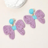 Twisted Raffia Bow Dangle Earrings - Madeline Love - Flyclothing LLC