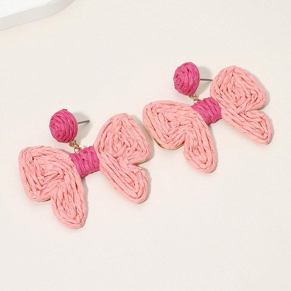 Twisted Raffia Bow Dangle Earrings - Madeline Love - Flyclothing LLC
