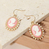 Pearl Rim Vintage Cameo Drop Dangle Earrings - Madeline Love - Flyclothing LLC