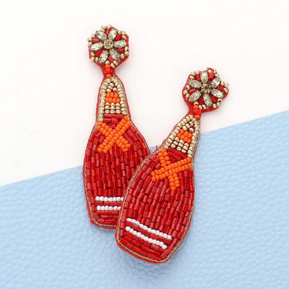 Felt Back Beaded Champagne Dangle Earrings - Madeline Love - Flyclothing LLC