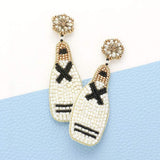 Felt Back Beaded Champagne Dangle Earrings - Madeline Love - Flyclothing LLC
