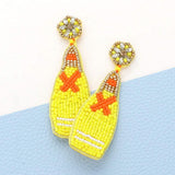 Felt Back Beaded Champagne Dangle Earrings - Madeline Love - Flyclothing LLC