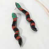 Felt Back Seed Beaded Snake Earrings - Madeline Love - Flyclothing LLC